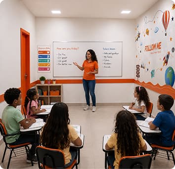 Crianças na sala de aula