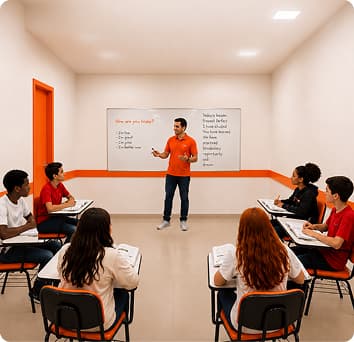 Adolescentes estudando inglês